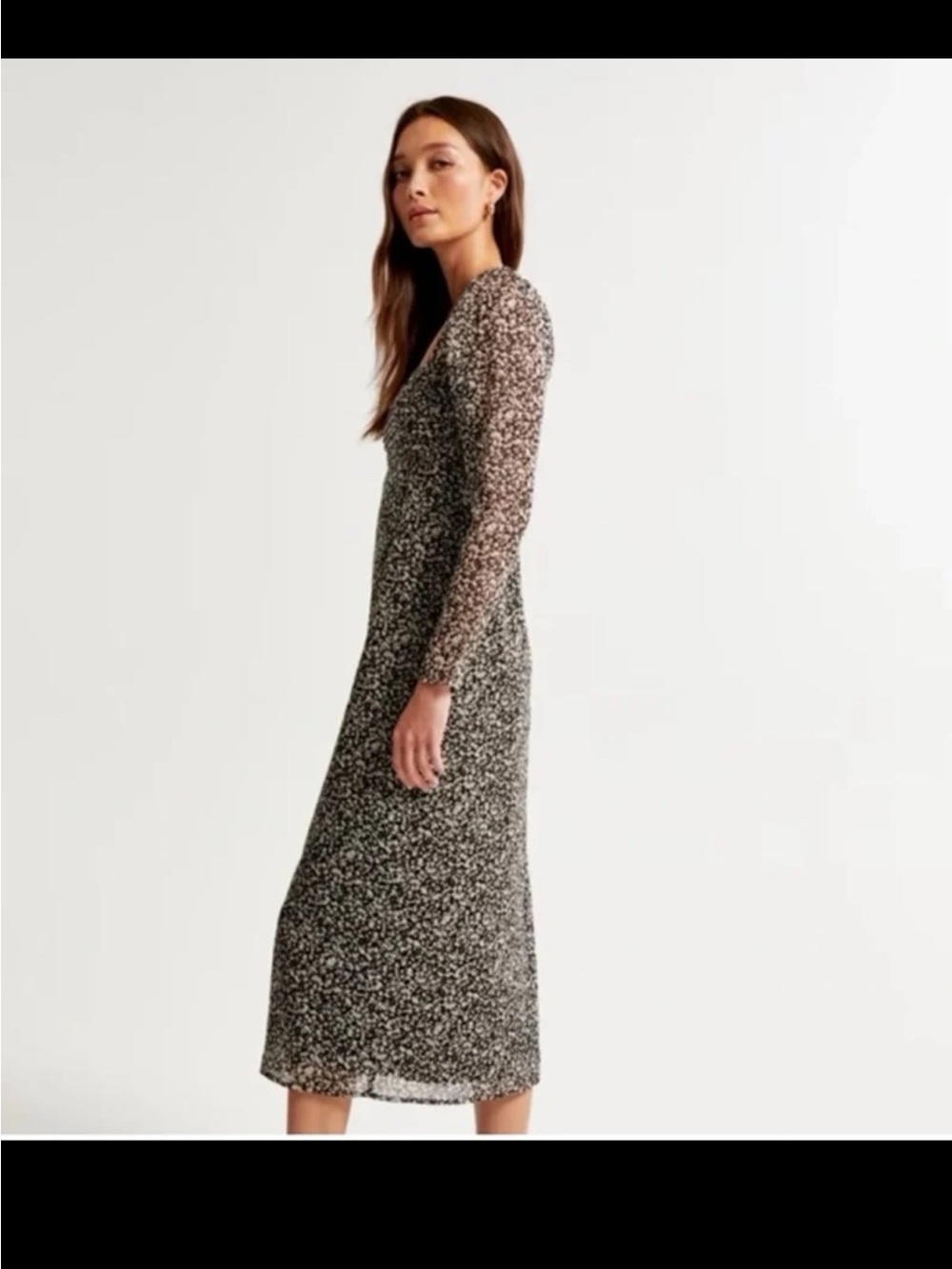 Abercrombie & Fitch Emerson Chiffon Long-Sleeve Midi Dress size Small - Picture 5 of 12
